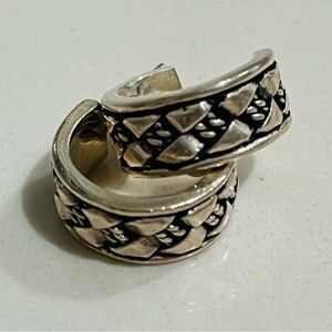 Lori Bonn Designer Sterling Silver 925 Filigree Small Hoop Post Earrings.